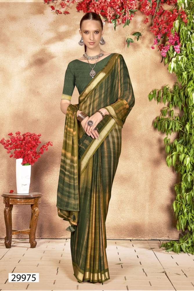 Remi By Vallabhi Solid Moss Chiffon Printed Sarees Suppliers In India